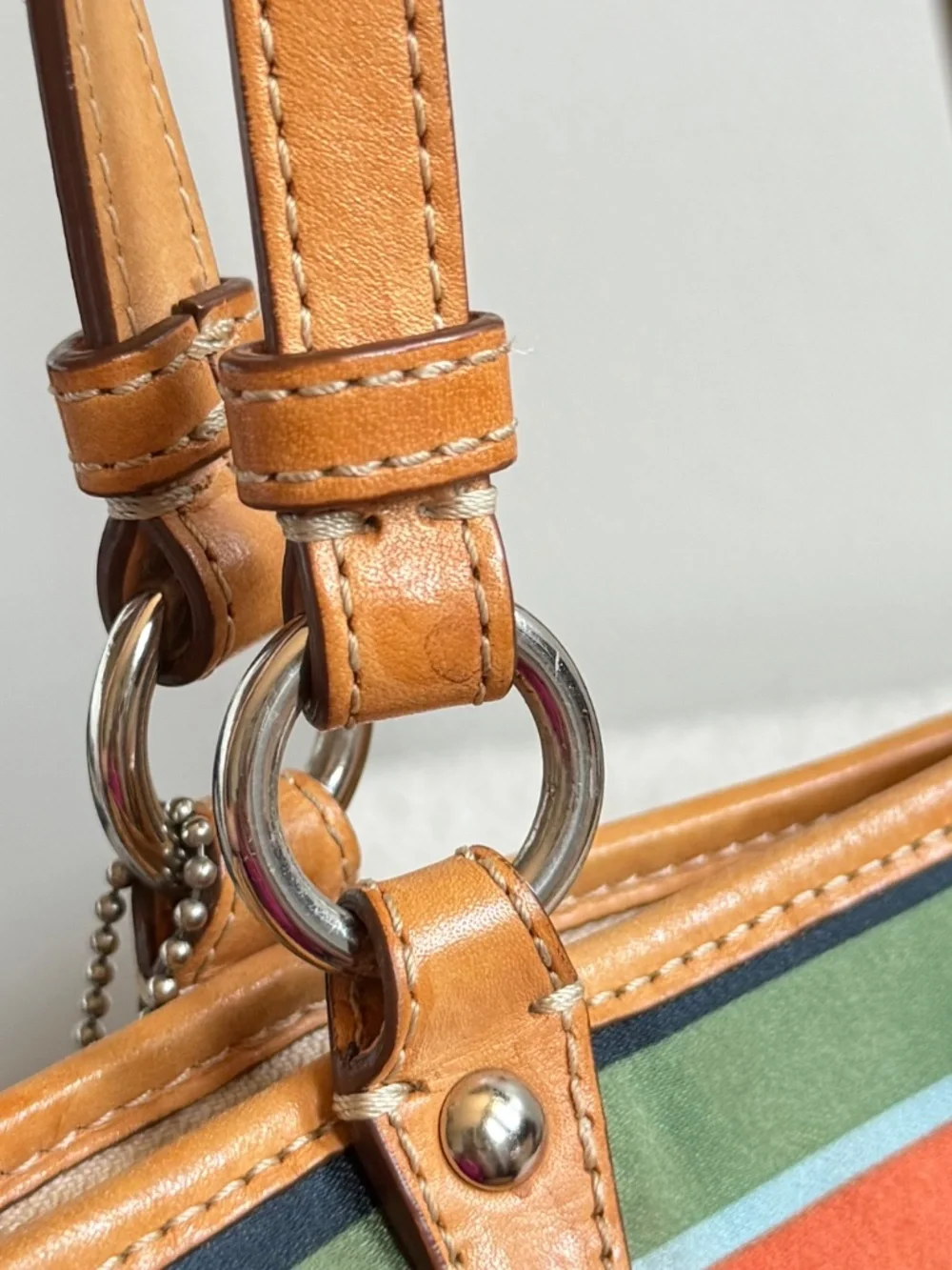 Vintage Coach Legacy Stripe Satin Mini Tote